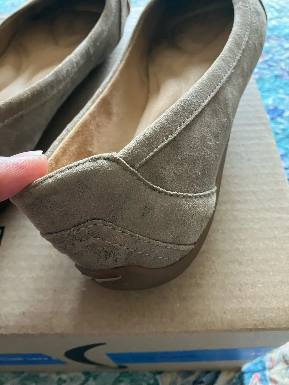 Comfortiva Taupe Braided leather Ballet Flats with Gunmetal Rings